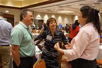 people talking smiling