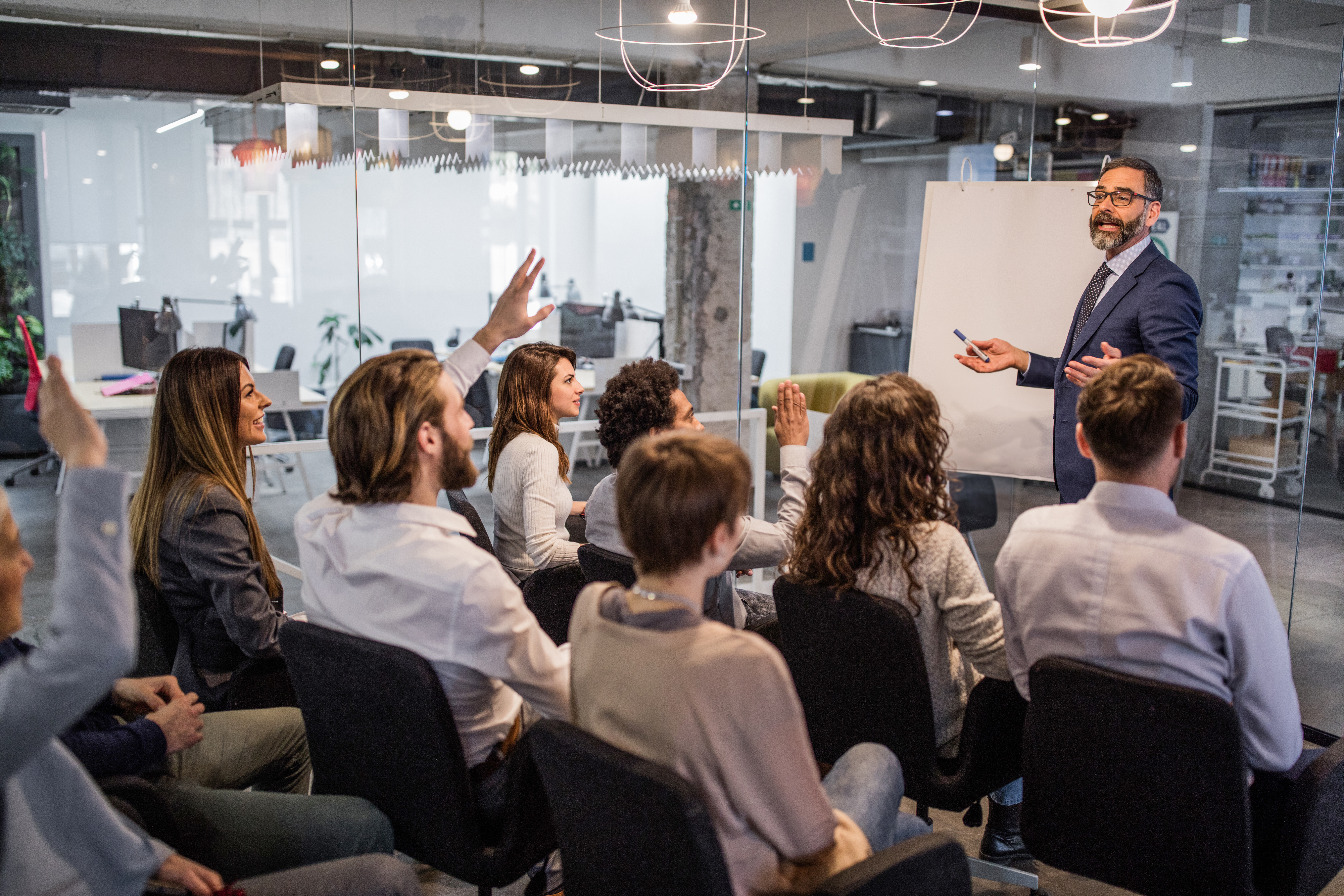 Businessman giving presentation in a conference room 