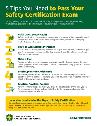 Infographic preview: 5 Tips You Need to Pass Your Safety Certification Exam