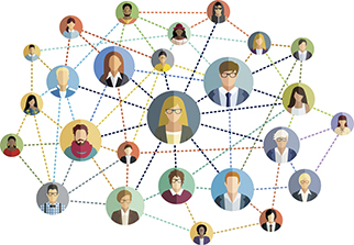 Multicolored vector illustration of a social network